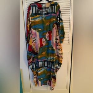 Women's Loose Cotton Linen Long Kaftan Dress with Pockets